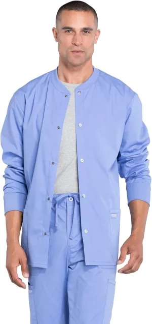 Cherokee Men's Medical Scrub Jacket Snap Front with Long Sleeve WW360