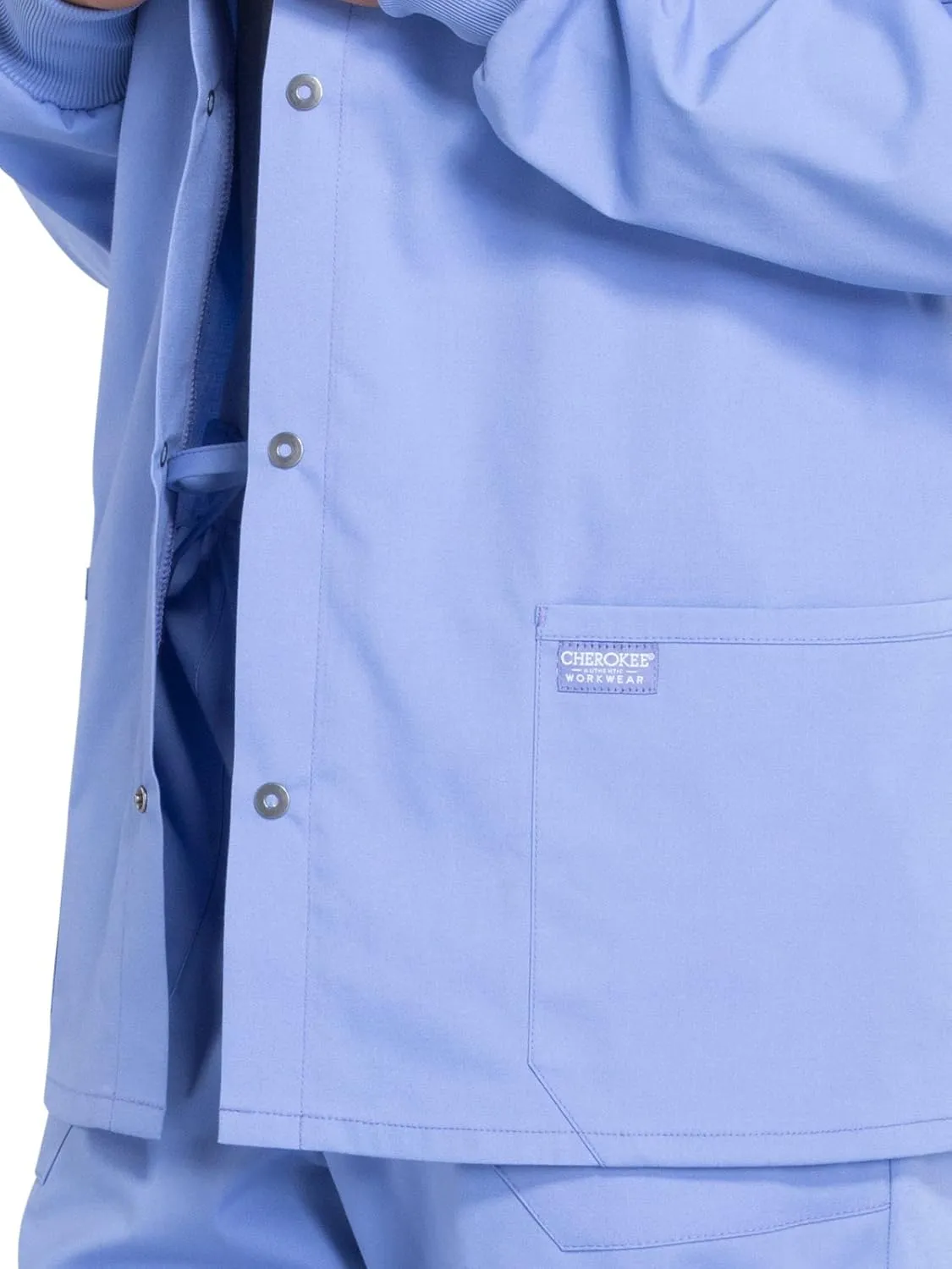 Cherokee Men's Medical Scrub Jacket Snap Front with Long Sleeve WW360