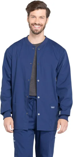 Cherokee Men's Medical Scrub Jacket Snap Front with Long Sleeve WW360