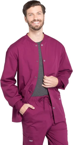 Cherokee Men's Medical Scrub Jacket Snap Front with Long Sleeve WW360