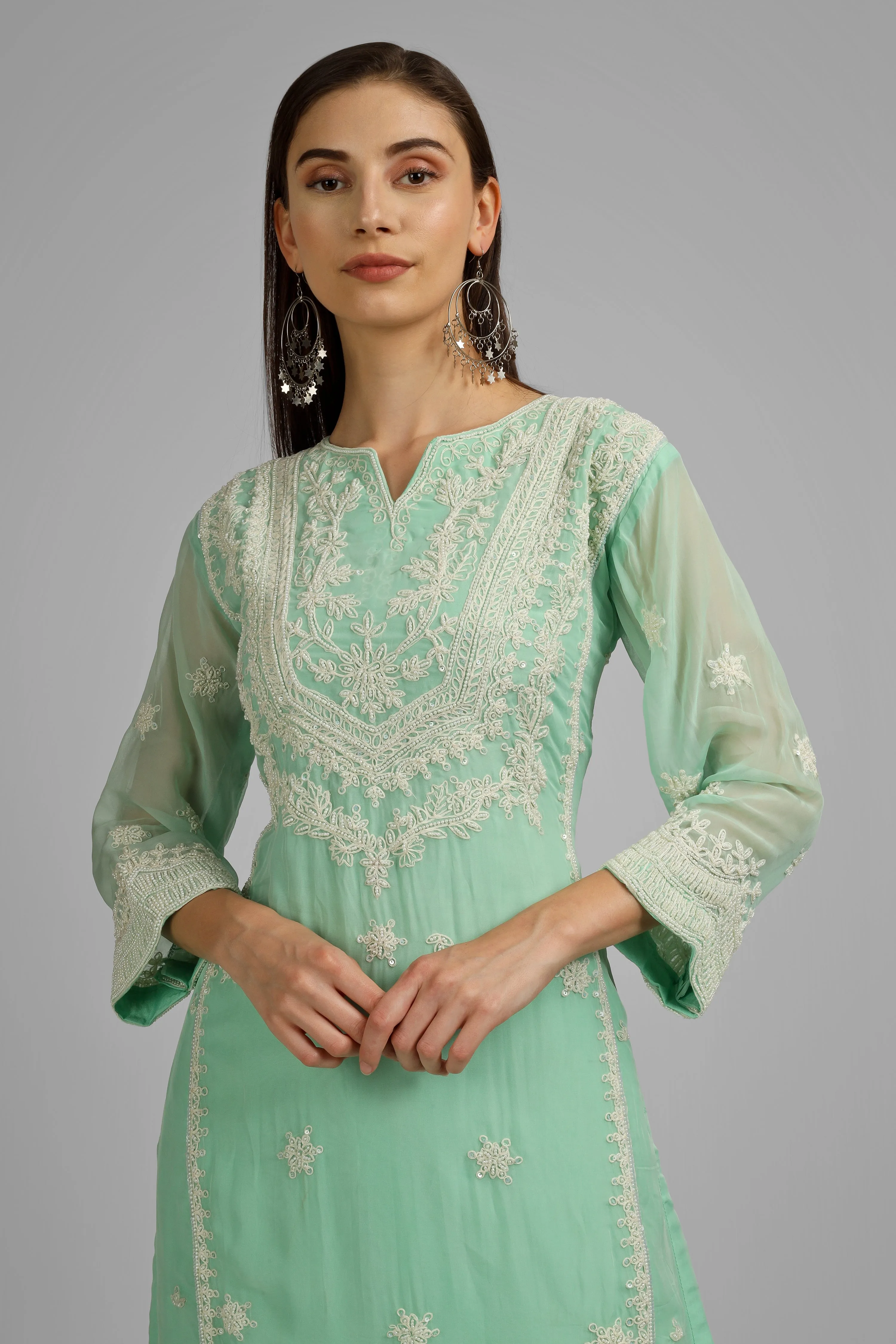 Chinon Plazzo Suit Set with Embroidery