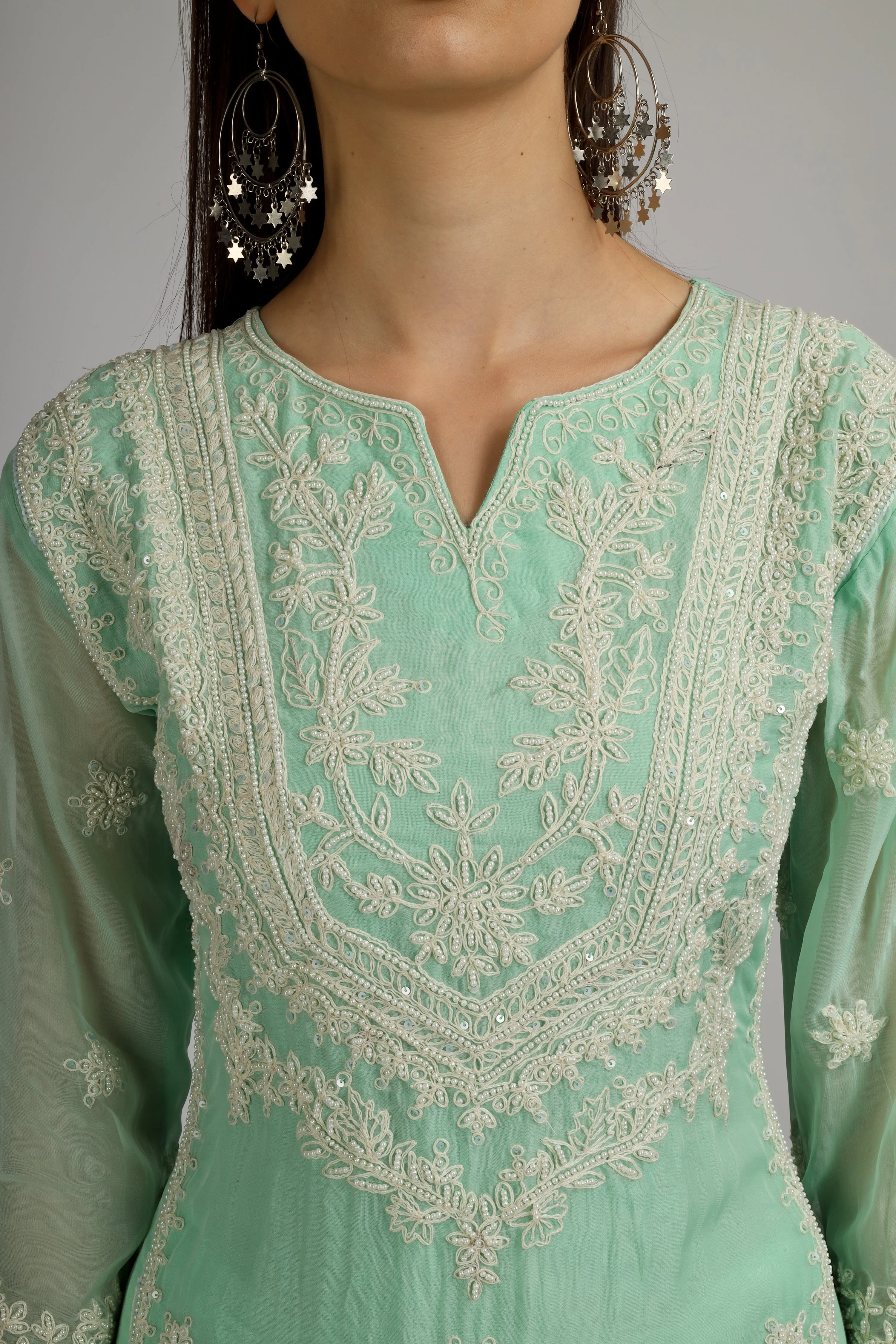 Chinon Plazzo Suit Set with Embroidery