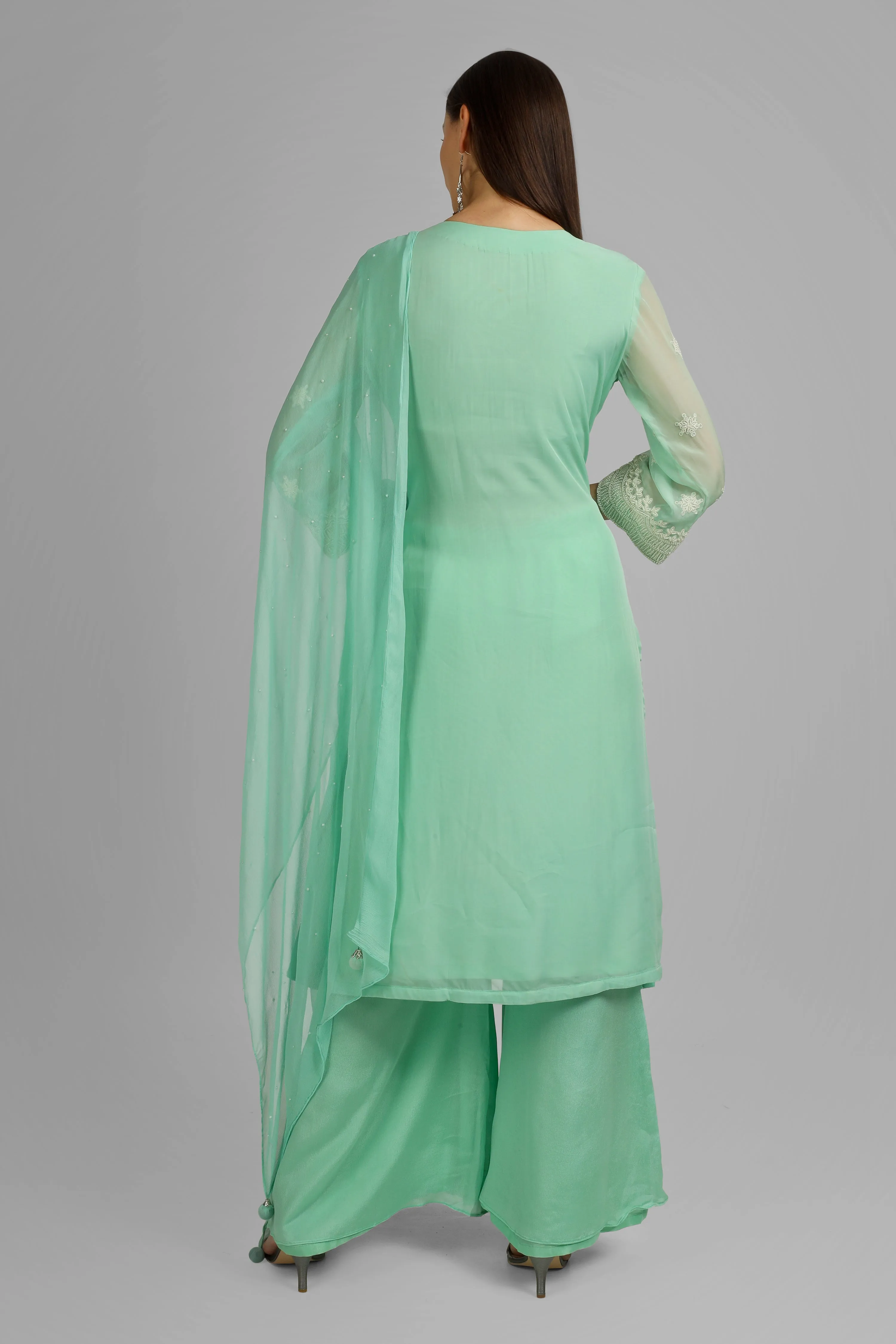 Chinon Plazzo Suit Set with Embroidery