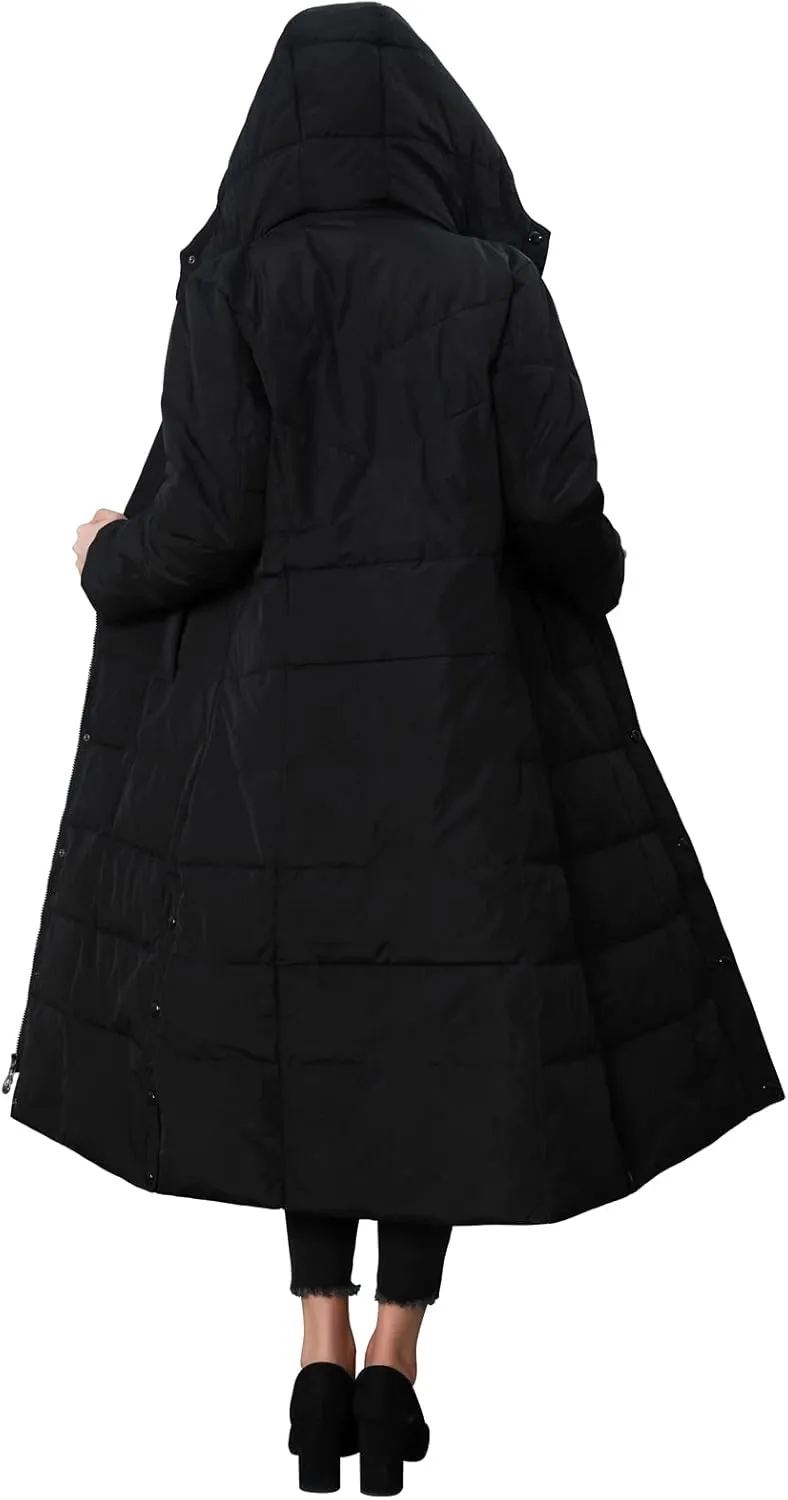 chouyatou Women's Winter Over Knee Removable Hooded Maxi Long Puffer Down Coat