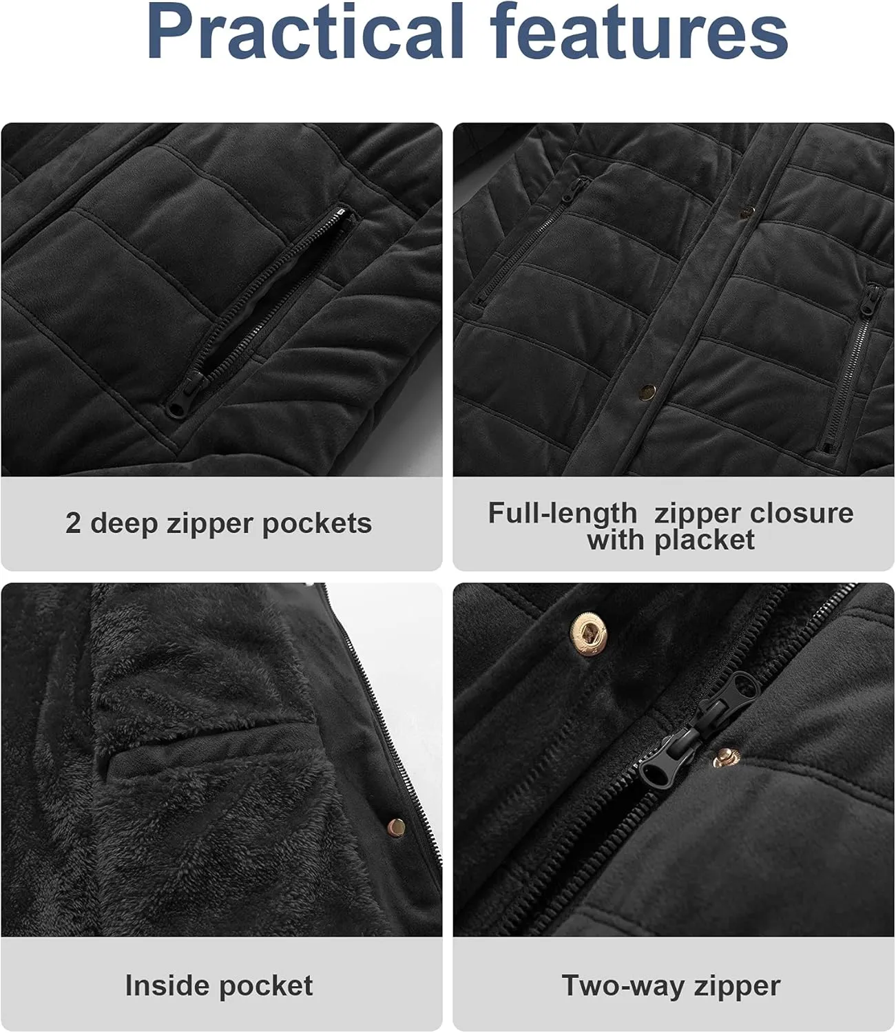 Chrisuno Women's Warm Winter Coat Velvet Puffer Jacket Quilted Faux Fur Hood