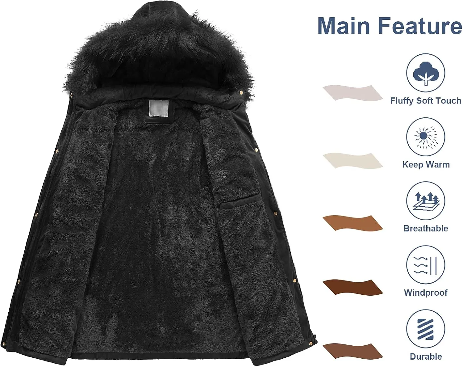 Chrisuno Women's Warm Winter Coat Velvet Puffer Jacket Quilted Faux Fur Hood