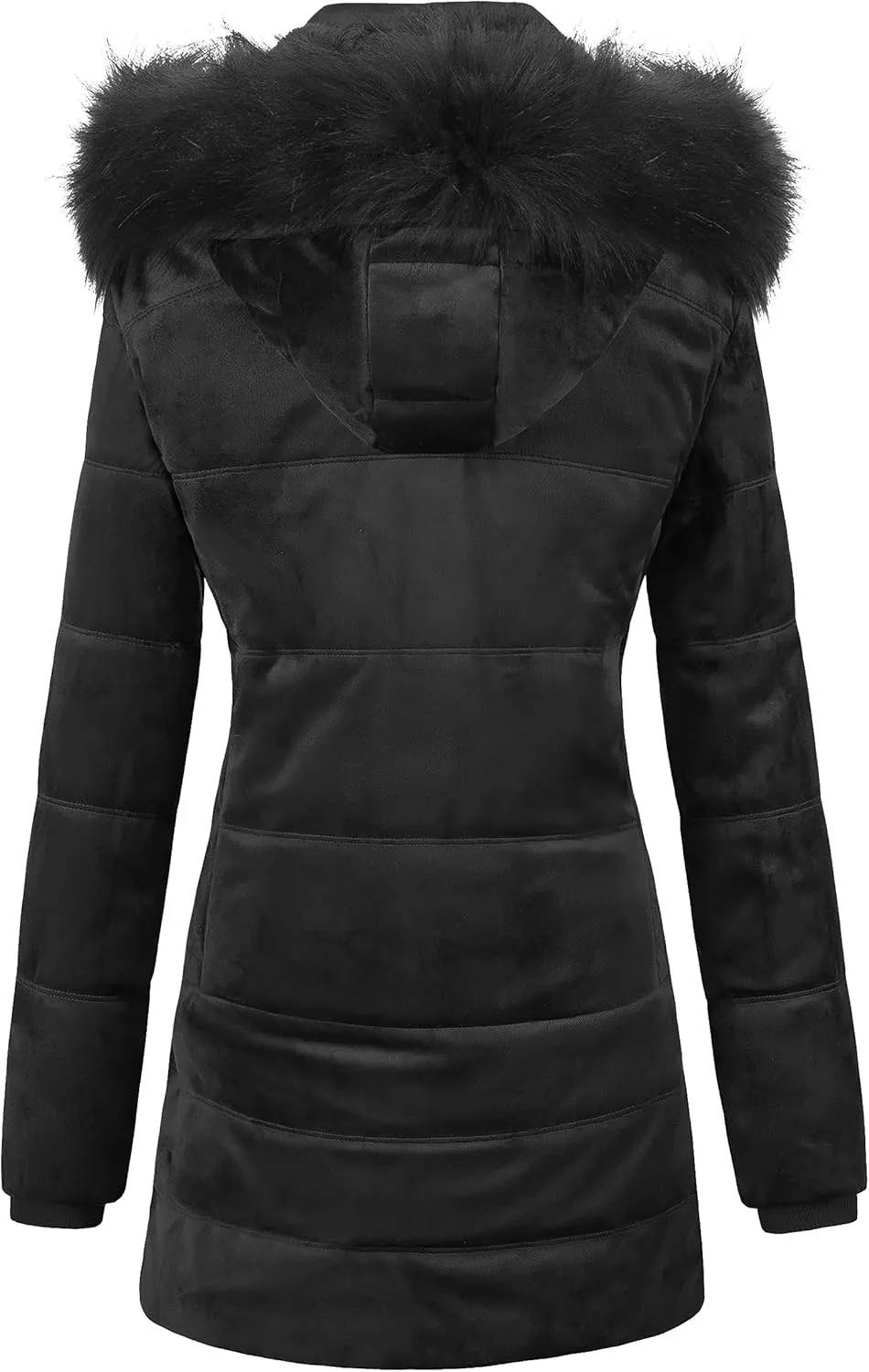Chrisuno Women's Warm Winter Coat Velvet Puffer Jacket Quilted Faux Fur Hood