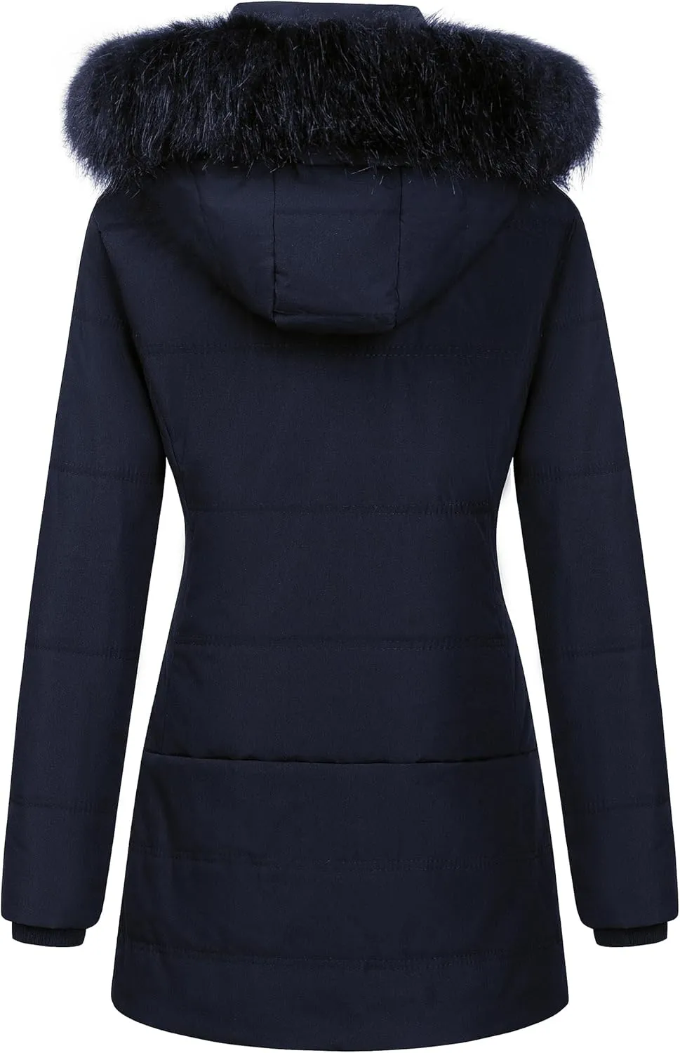 Chrisuno Women's Warm Winter Coat Velvet Puffer Jacket Quilted Faux Fur Hood