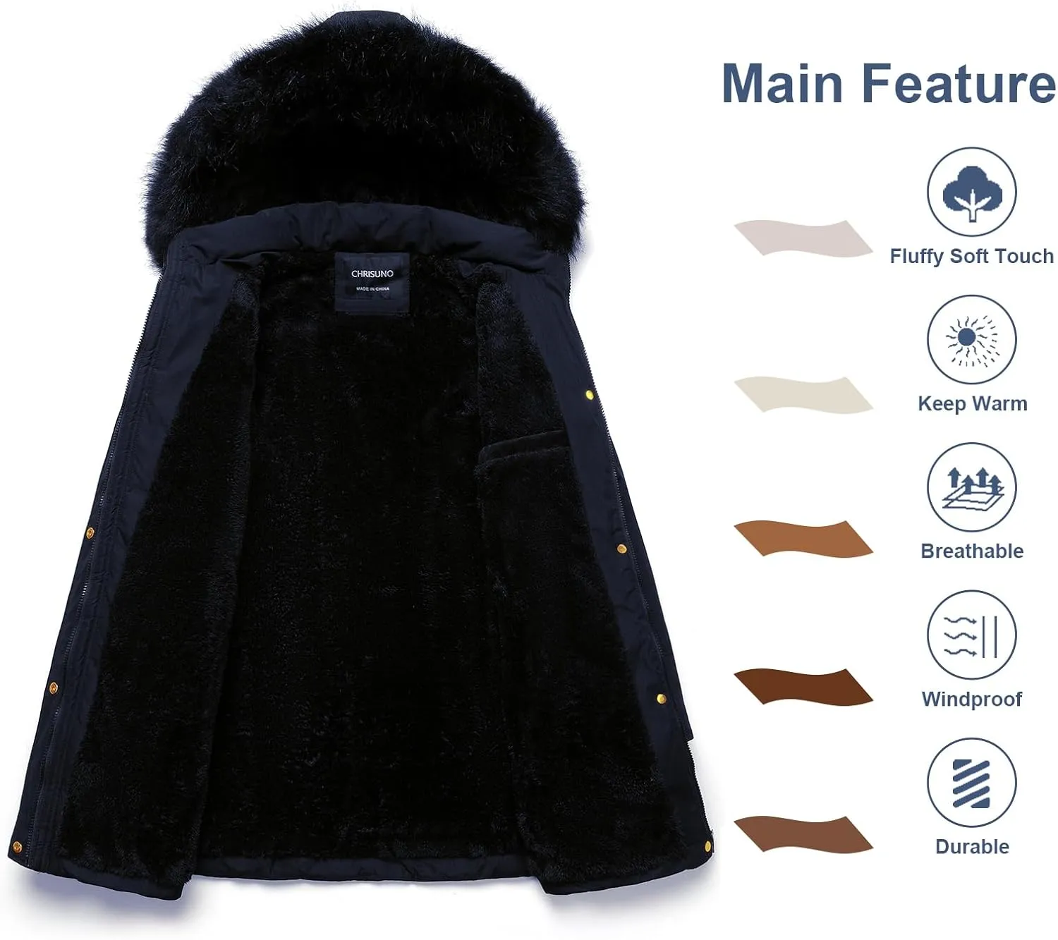 Chrisuno Women's Warm Winter Coat Velvet Puffer Jacket Quilted Faux Fur Hood
