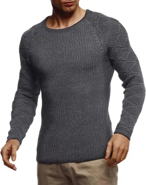 Chunky Knit Crew Neck Sweater Anthracite XL