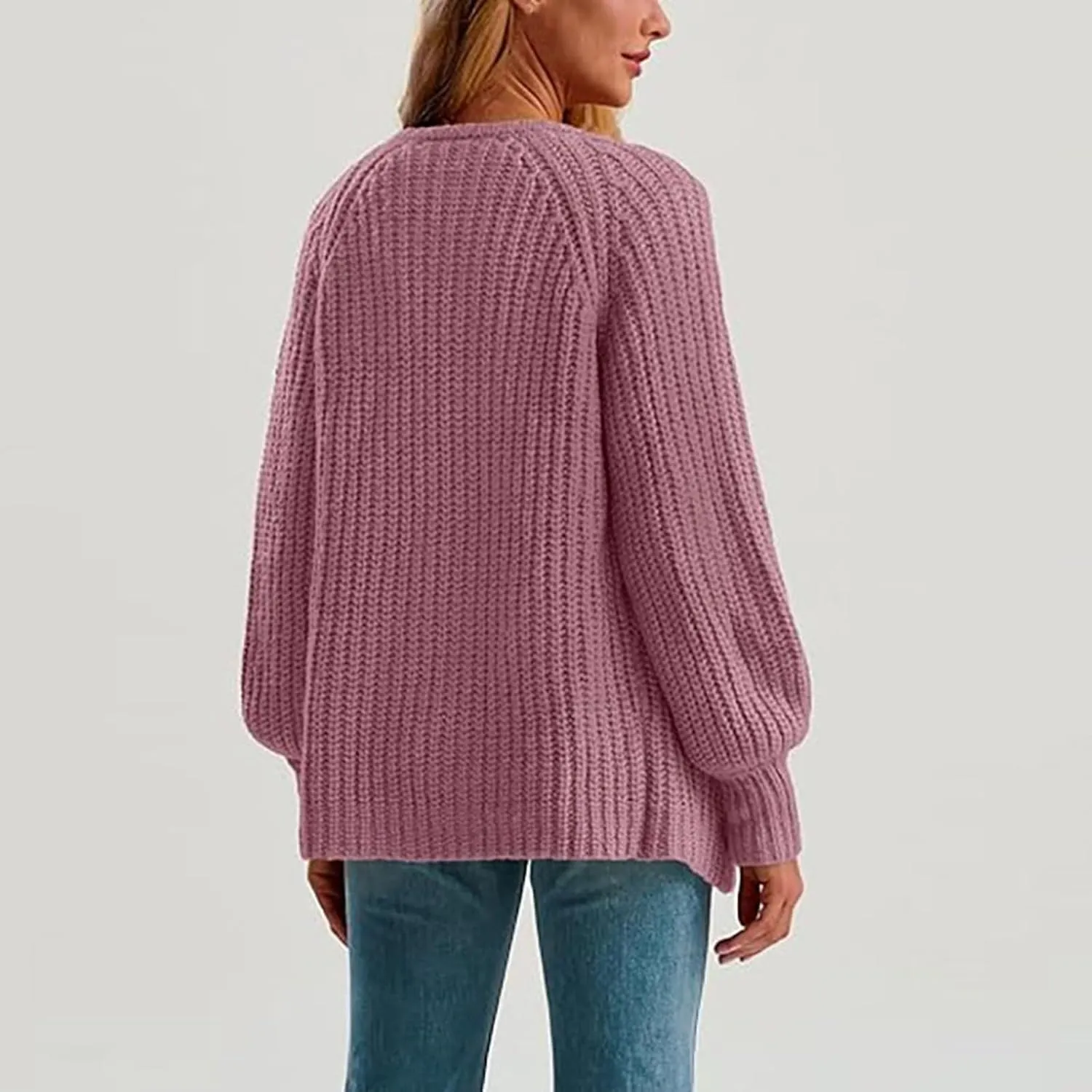 Chunky Sweaters for Women Long Lantern Sleeve Cable Knit Cardigans Sweater Button Down Slouchy Sweaters Outerwear
