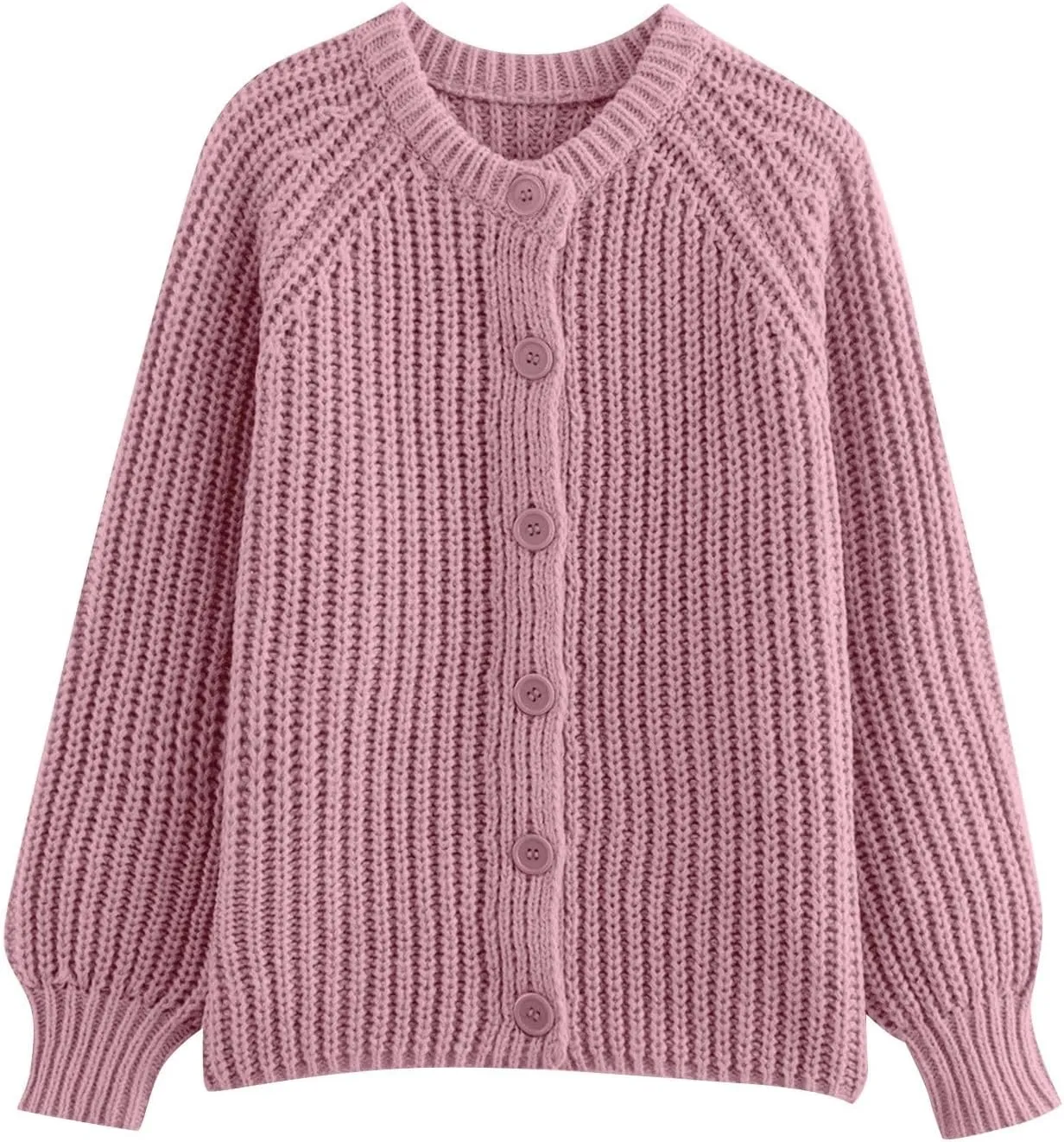 Chunky Sweaters for Women Long Lantern Sleeve Cable Knit Cardigans Sweater Button Down Slouchy Sweaters Outerwear