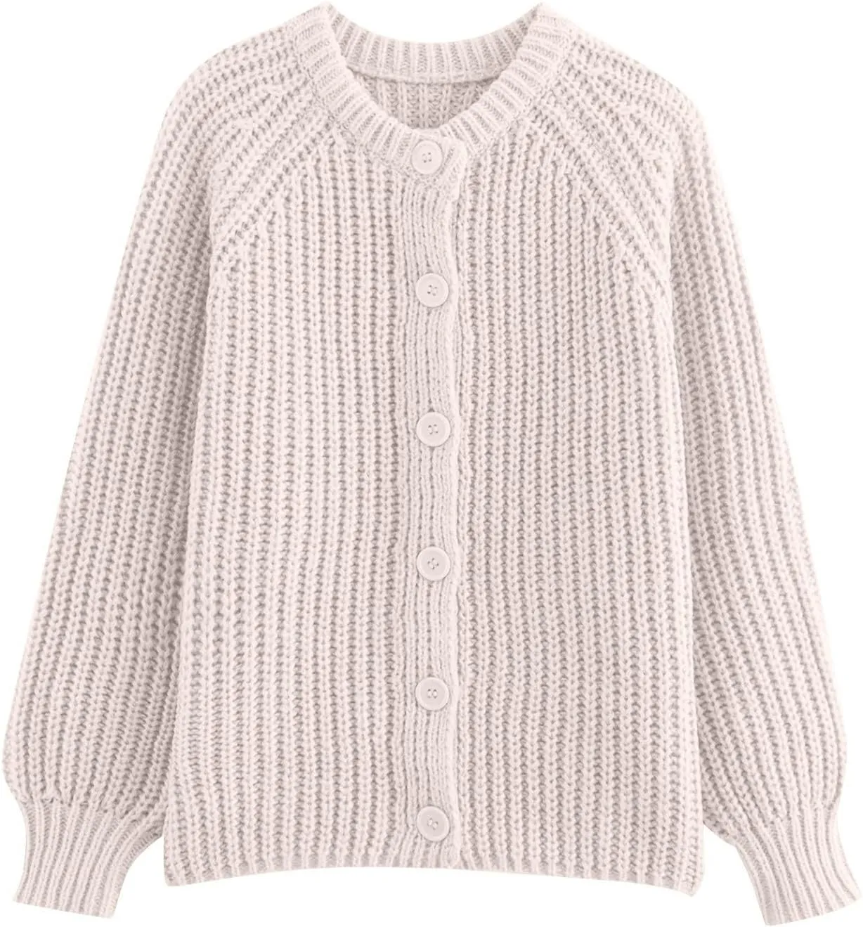 Chunky Sweaters for Women Long Lantern Sleeve Cable Knit Cardigans Sweater Button Down Slouchy Sweaters Outerwear