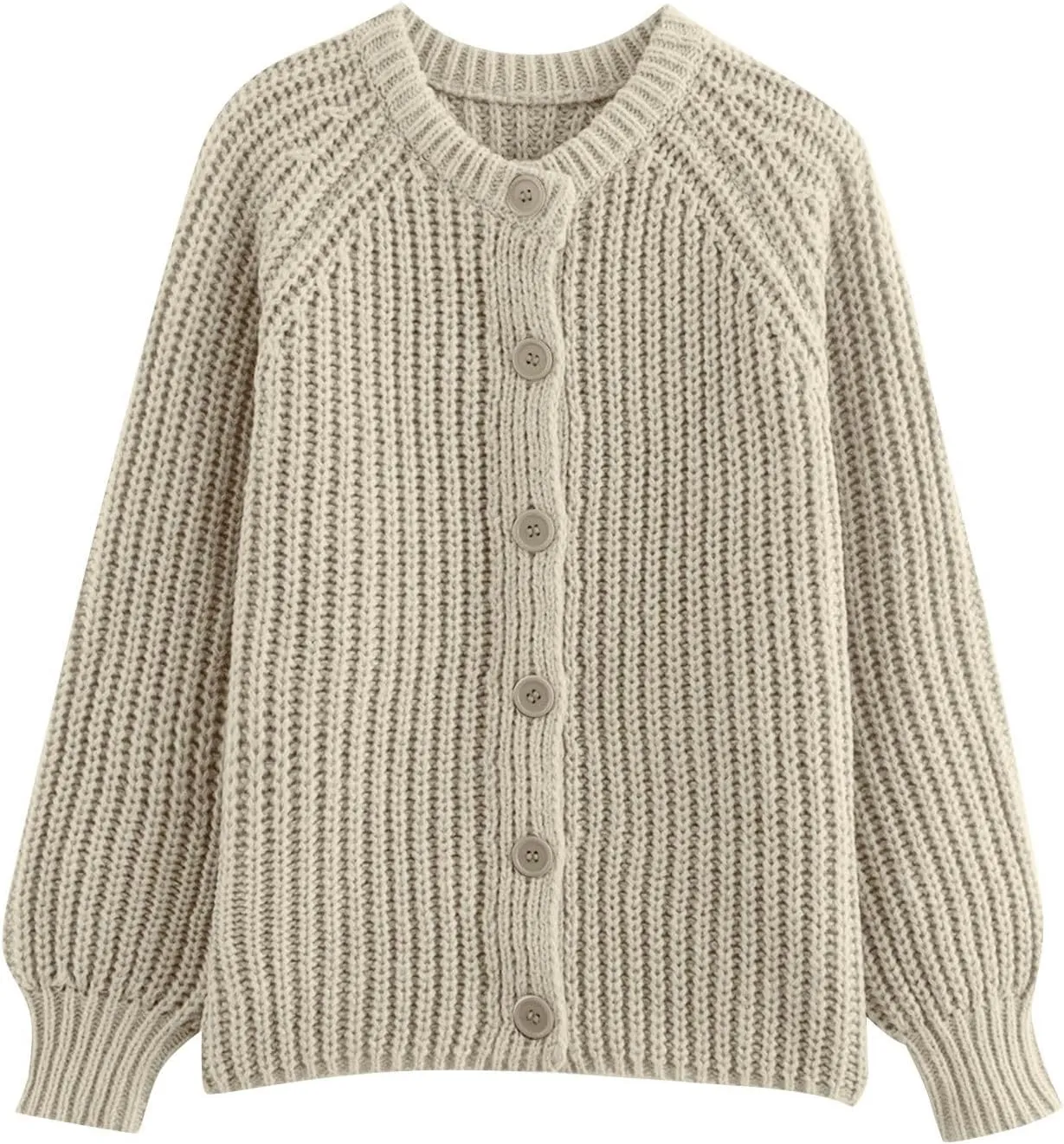 Chunky Sweaters for Women Long Lantern Sleeve Cable Knit Cardigans Sweater Button Down Slouchy Sweaters Outerwear