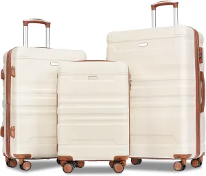 Clearance Luggage Hardside Lightweight Suitcase Sets - Expandable ABS Hardshell 3pcs with New Model Spinner Wheels Suitcase & TSA Lock
