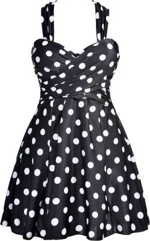 COCOPEAR Women's Elegant Crossover One Piece Swimdress Floral Skirted Swimsuit