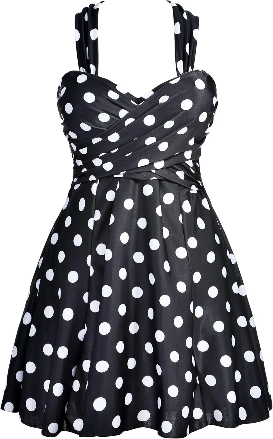 COCOPEAR Women's Elegant Crossover One Piece Swimdress Floral Skirted Swimsuit
