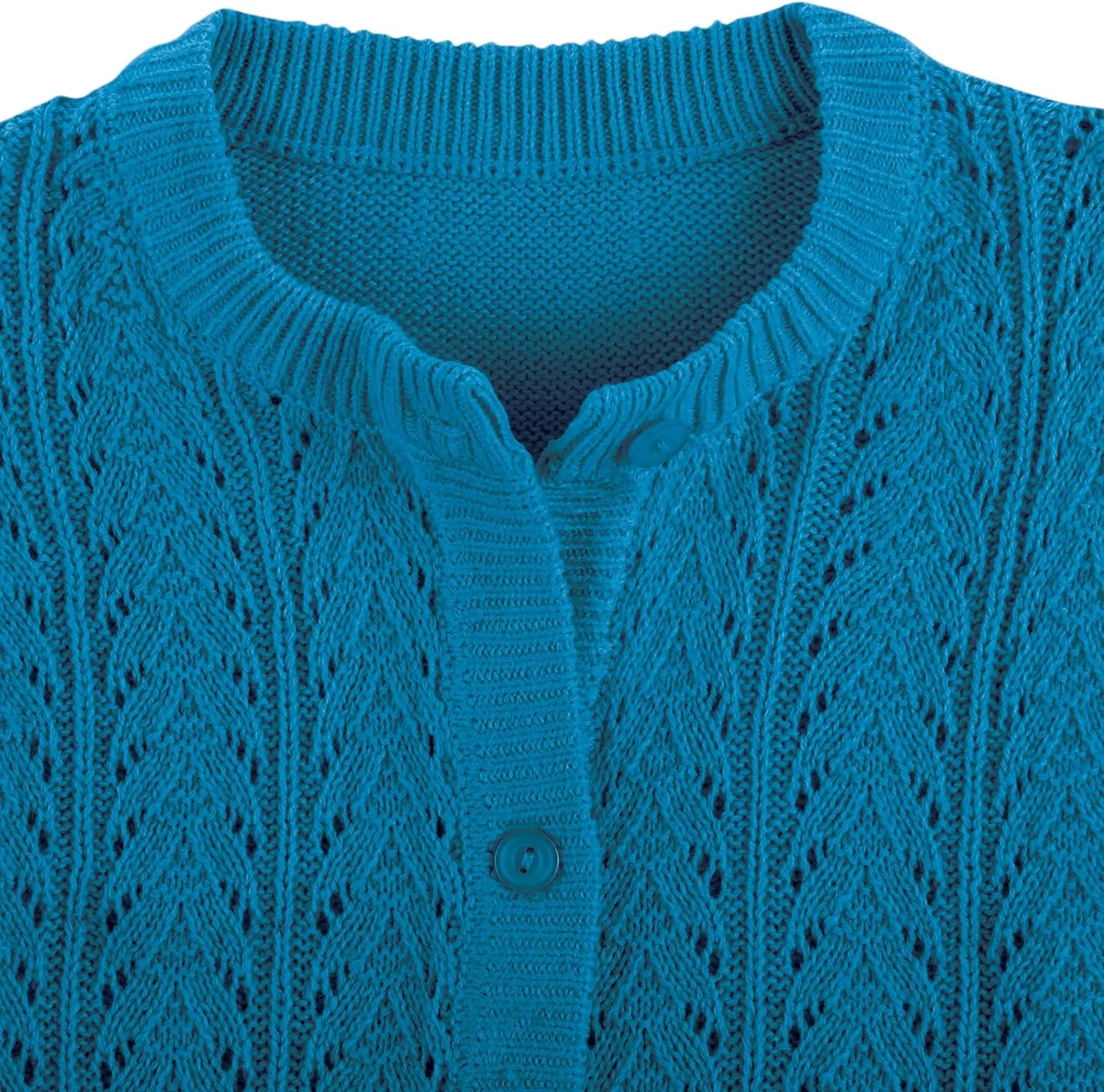 Collections Etc Pointelle Knit Two Patch Pockets Cardigan