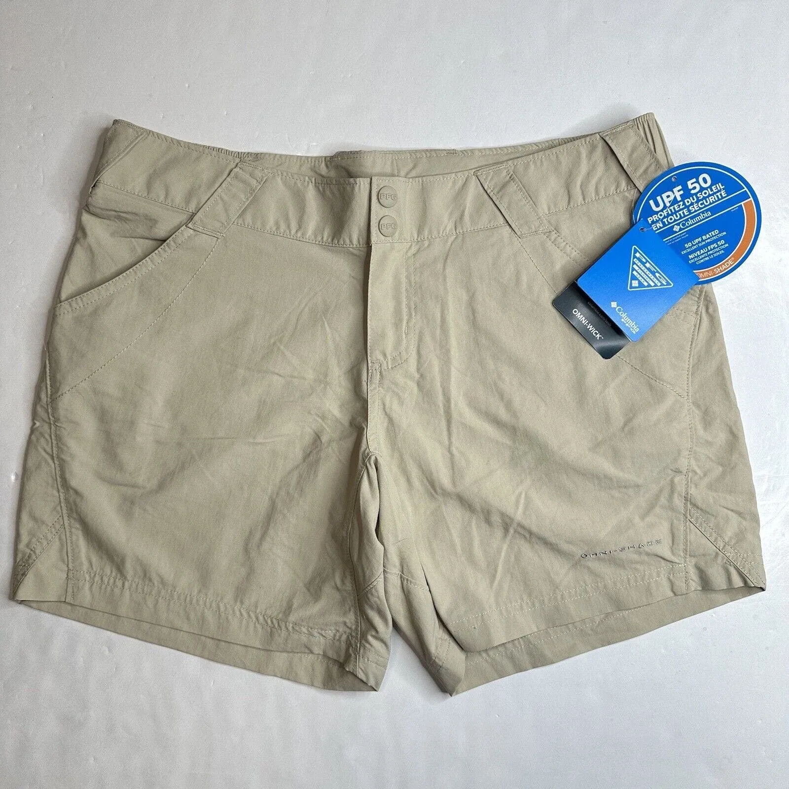 Columbia PFG Coral Point II Shorts Medium Beige Nylon Quick Dry UPF Hiking NEW