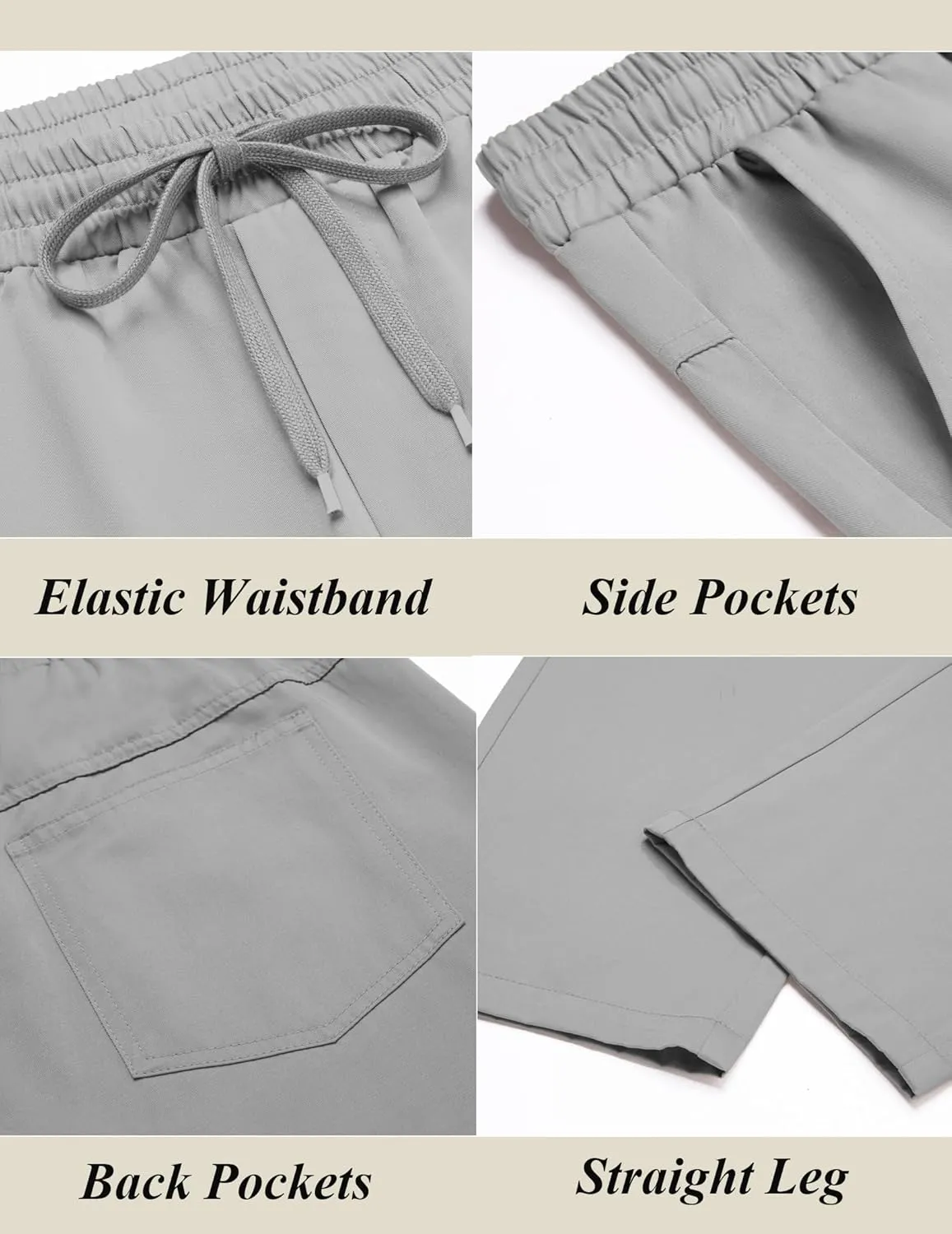 COOFANDY Men's Casual Cotton Pants Regular Fit Elastic Waist Drawstring Twill Pants Straight Leg Chino Pants