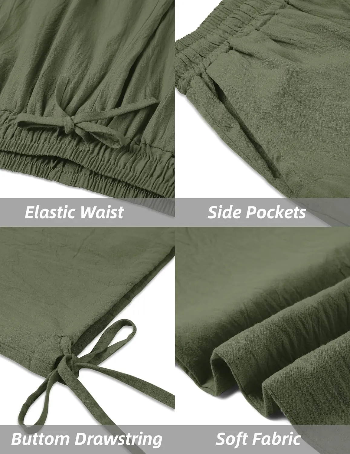 COOFANDY Men's Cotton Linen Pants Casual Harem Pants Elastic Waist Beach Boho Yoga Trousers