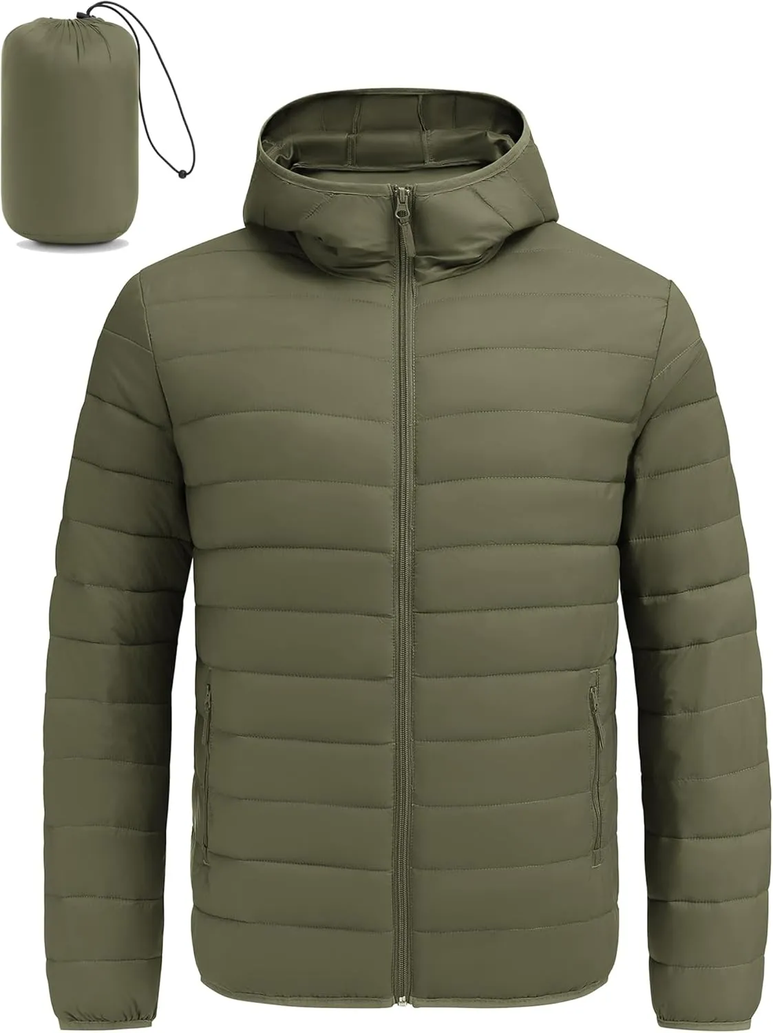 COOFANDY Mens Packable Puffer Jacket Lightweight Hooded Insulated Winter Coat Windproof Zipper Down Jacket