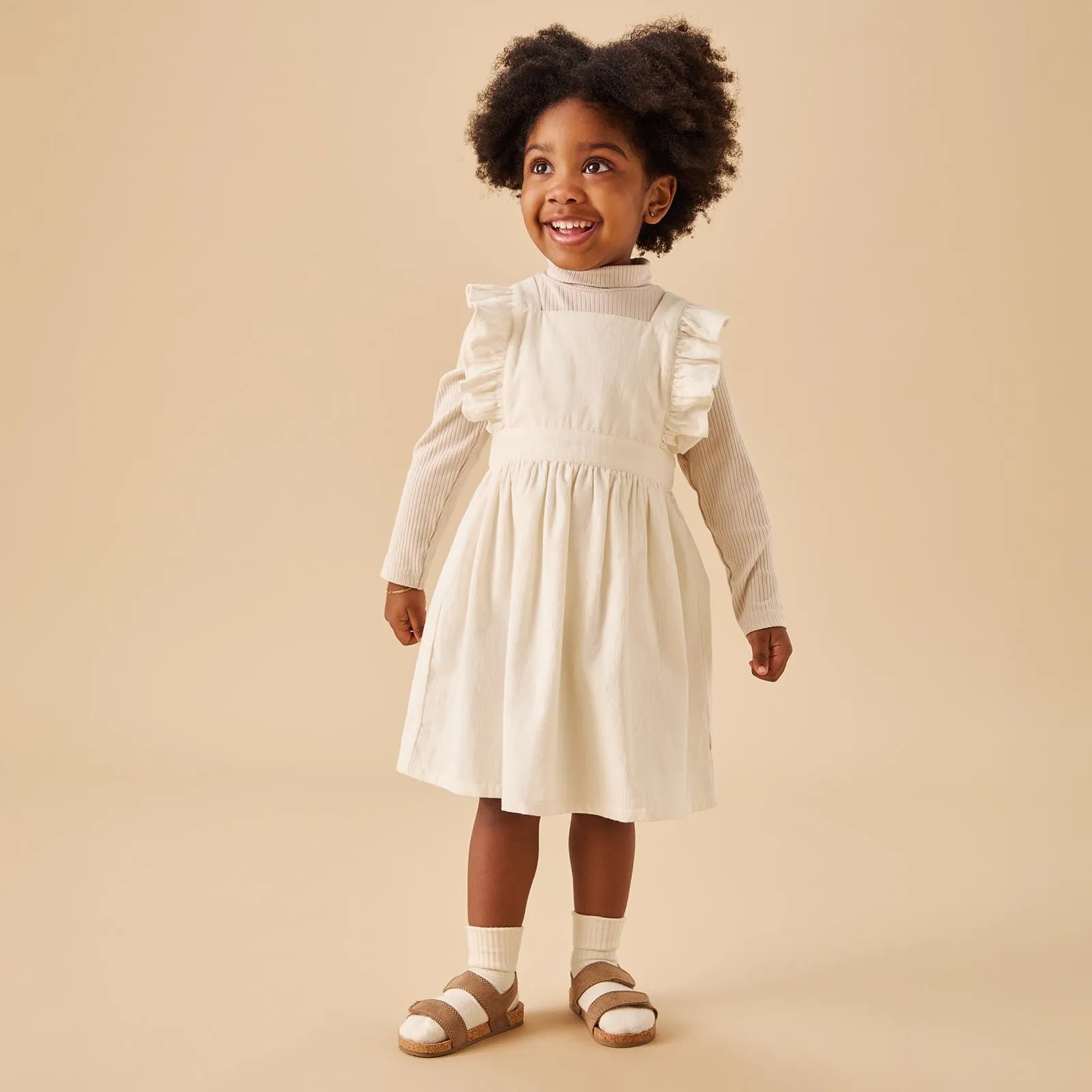 Corduroy Frilled Pinafore Dress