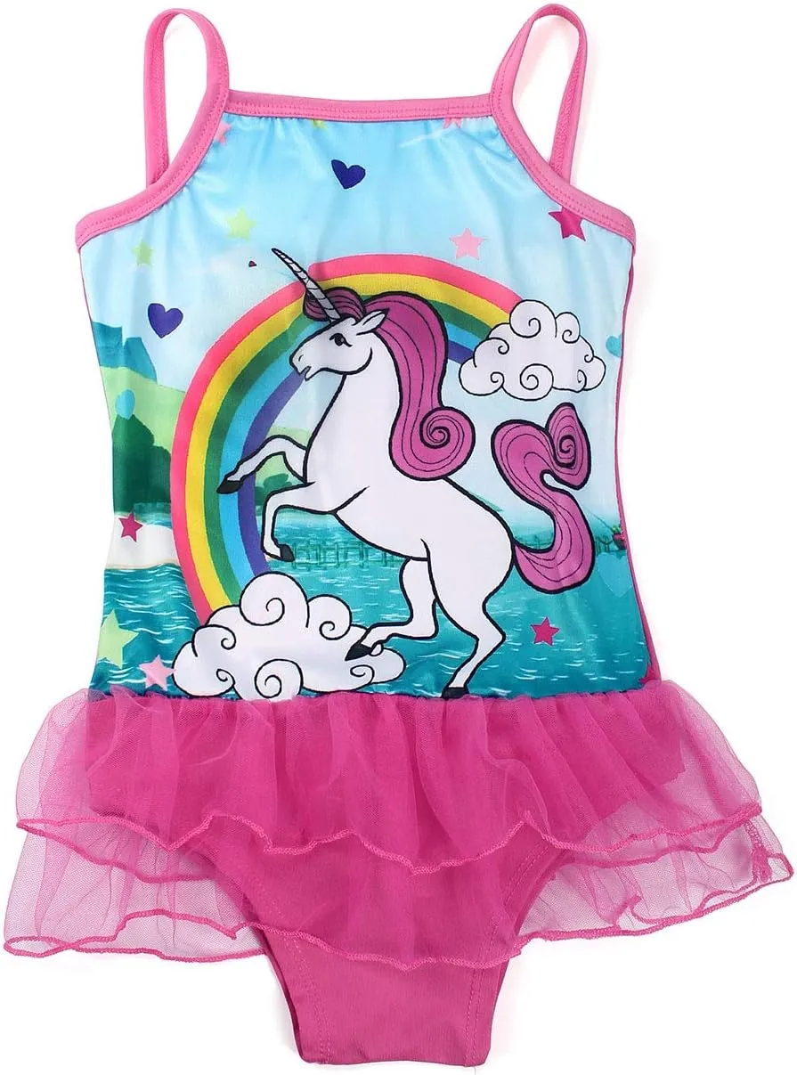 COTRIO Girls Swimsuit Mermaid Bathing Suit Toddler Kids Rainbow Unicorn Swimwear One-Piece Tankini Swimming Suits