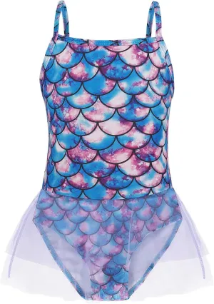 COTRIO Girls Swimsuit Mermaid Bathing Suit Toddler Kids Rainbow Unicorn Swimwear One-Piece Tankini Swimming Suits