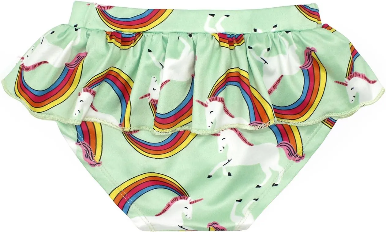 COTRIO Girls Swimsuit Rainbow Unicorn Tankini Swimwear Bathing Suit 2 Piece Beach Bikini for 2-10 Years Toddler Baby