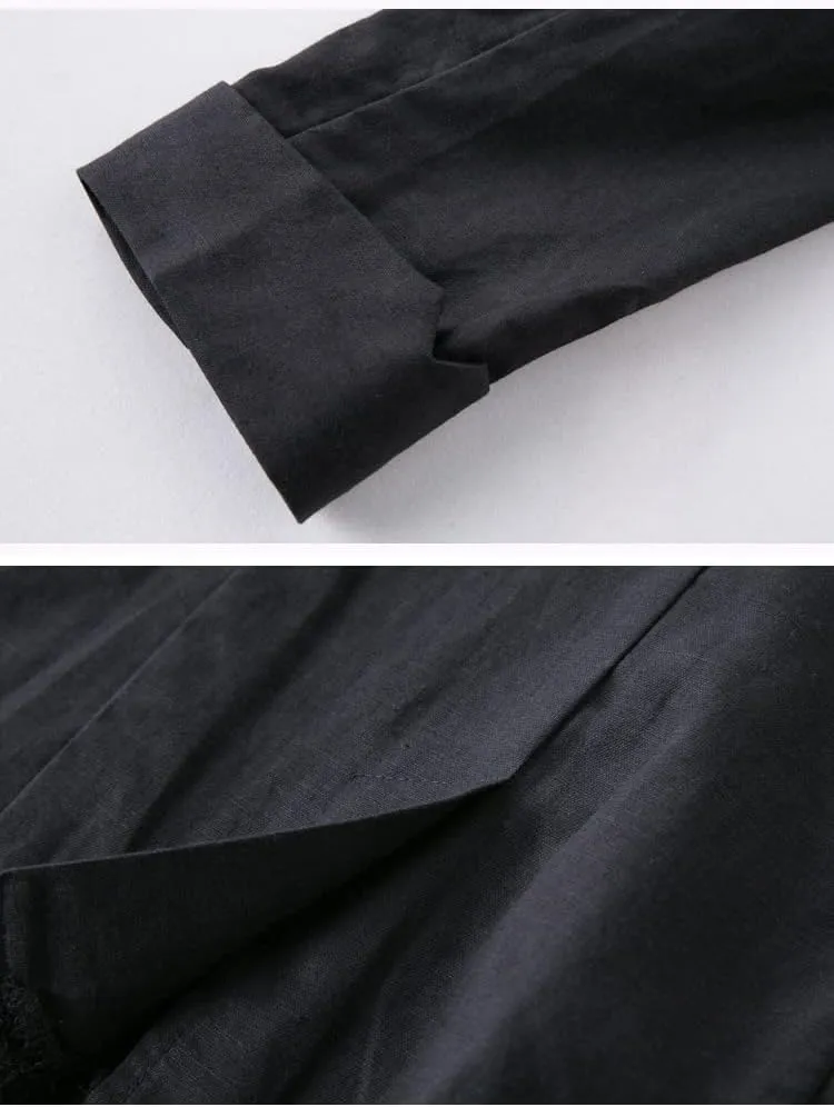 Cotton Linen Blazer for Womens Casual 3/4 Sleeve Open Front Linen Jackets