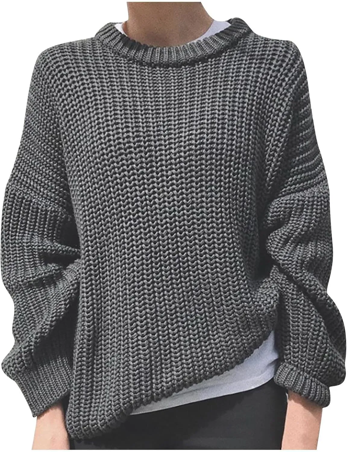 Crewneck Sweaters for Women Lightweight Striped Fall Knitted Color Block Pullover Soft Crew Neck Knit Blouse Tops