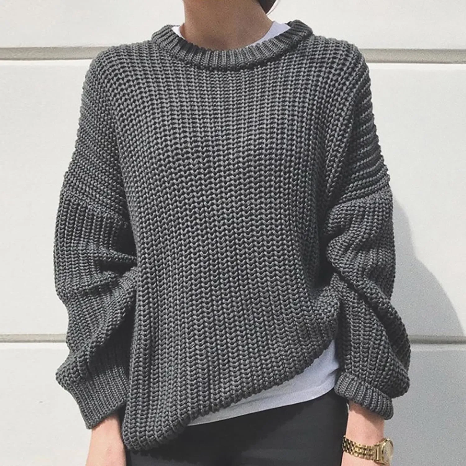 Crewneck Sweaters for Women Lightweight Striped Fall Knitted Color Block Pullover Soft Crew Neck Knit Blouse Tops