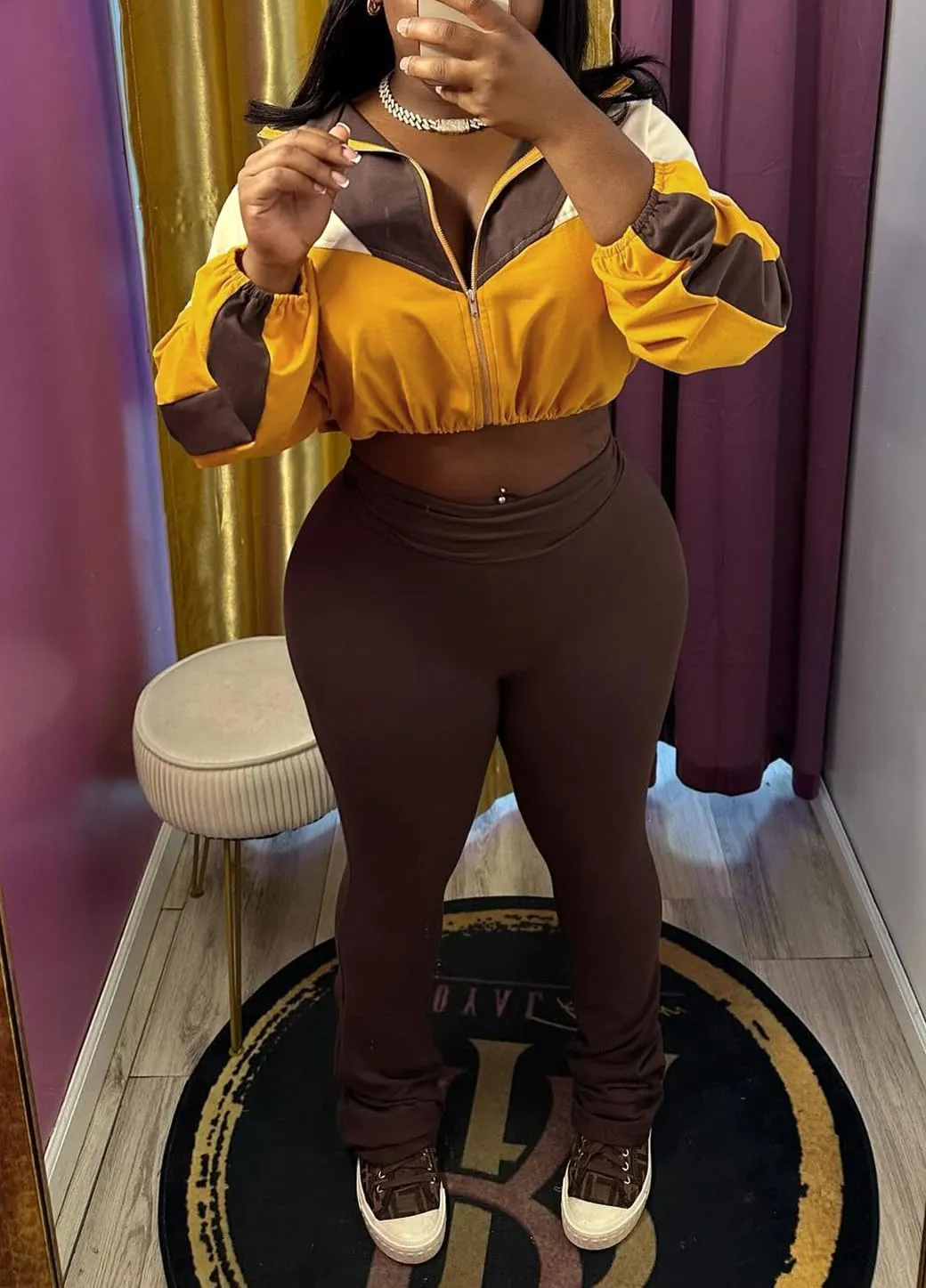 cu4eve Fall Two Piece Sets For Women 2024 Work Out Sets Gym Zip Up Cropped Jacket And Yoga Sweat Pants Track Suits