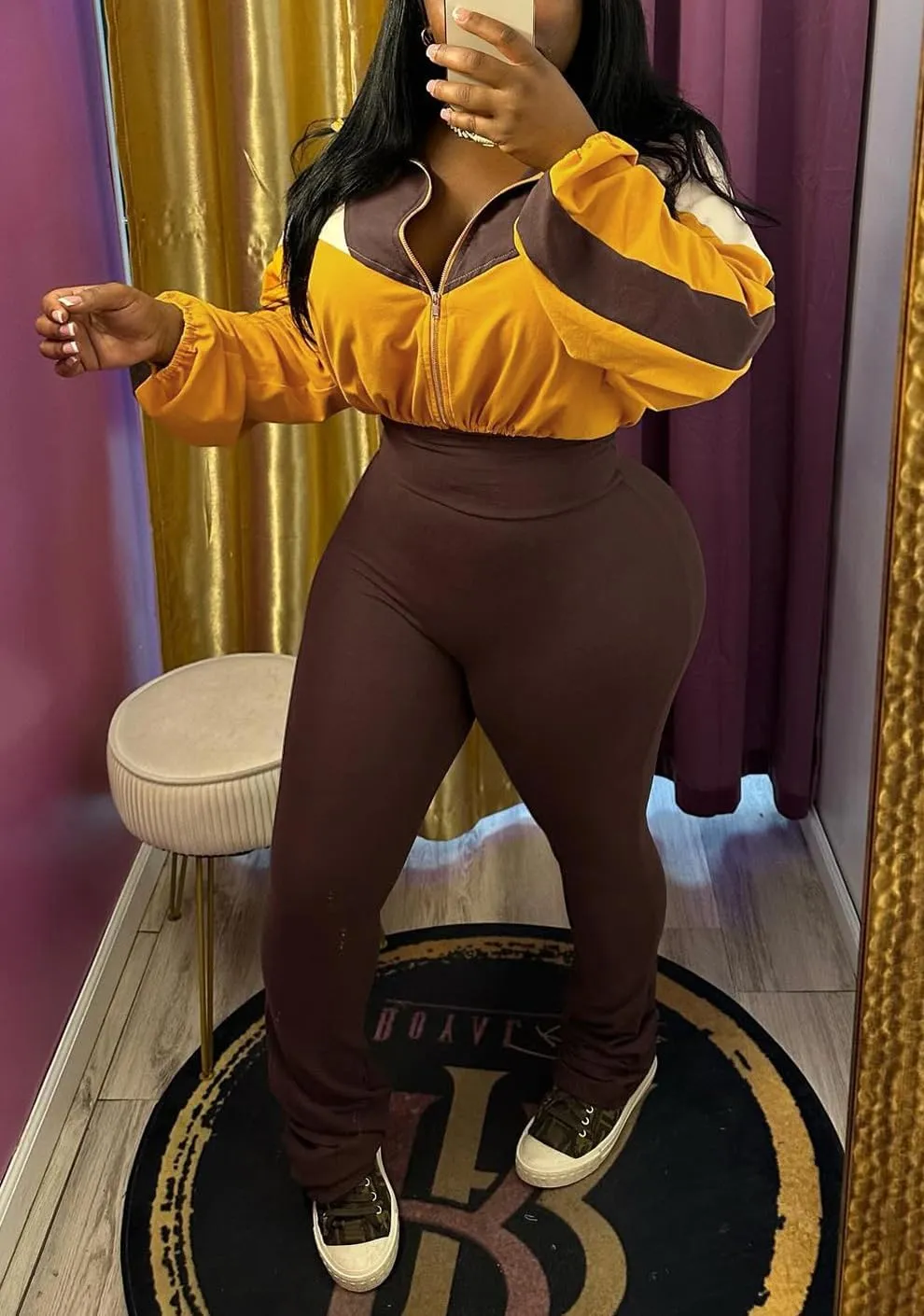 cu4eve Fall Two Piece Sets For Women 2024 Work Out Sets Gym Zip Up Cropped Jacket And Yoga Sweat Pants Track Suits