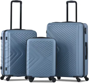 CuisinSmart 3 Piece Luggage Sets 20"/24"/28" Lightweight Hardshell Suitcase With 2 Hooks, Spinner Wheels, TSA Lock For Travel Blue As shown