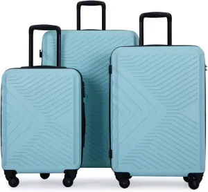 CuisinSmart 3 Piece Luggage Sets 20"/24"/28" Lightweight Hardshell Suitcase With 2 Hooks, Spinner Wheels, TSA Lock For Travel Green As shown
