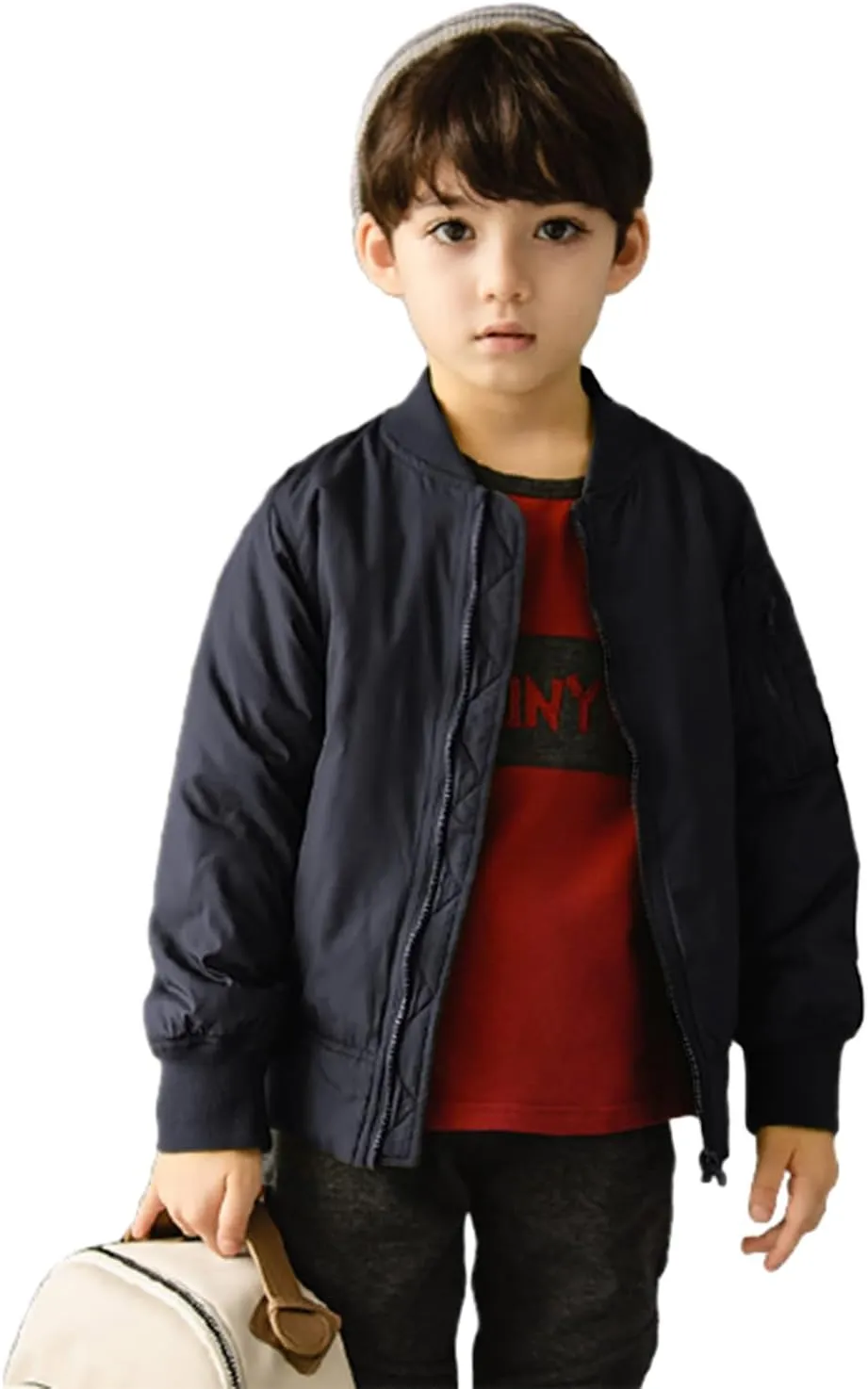 CUNYI Boys' Fashion Zip Up Bomber Jacket Windproof Flight Jacket Lightweight Windbreaker Outdoor