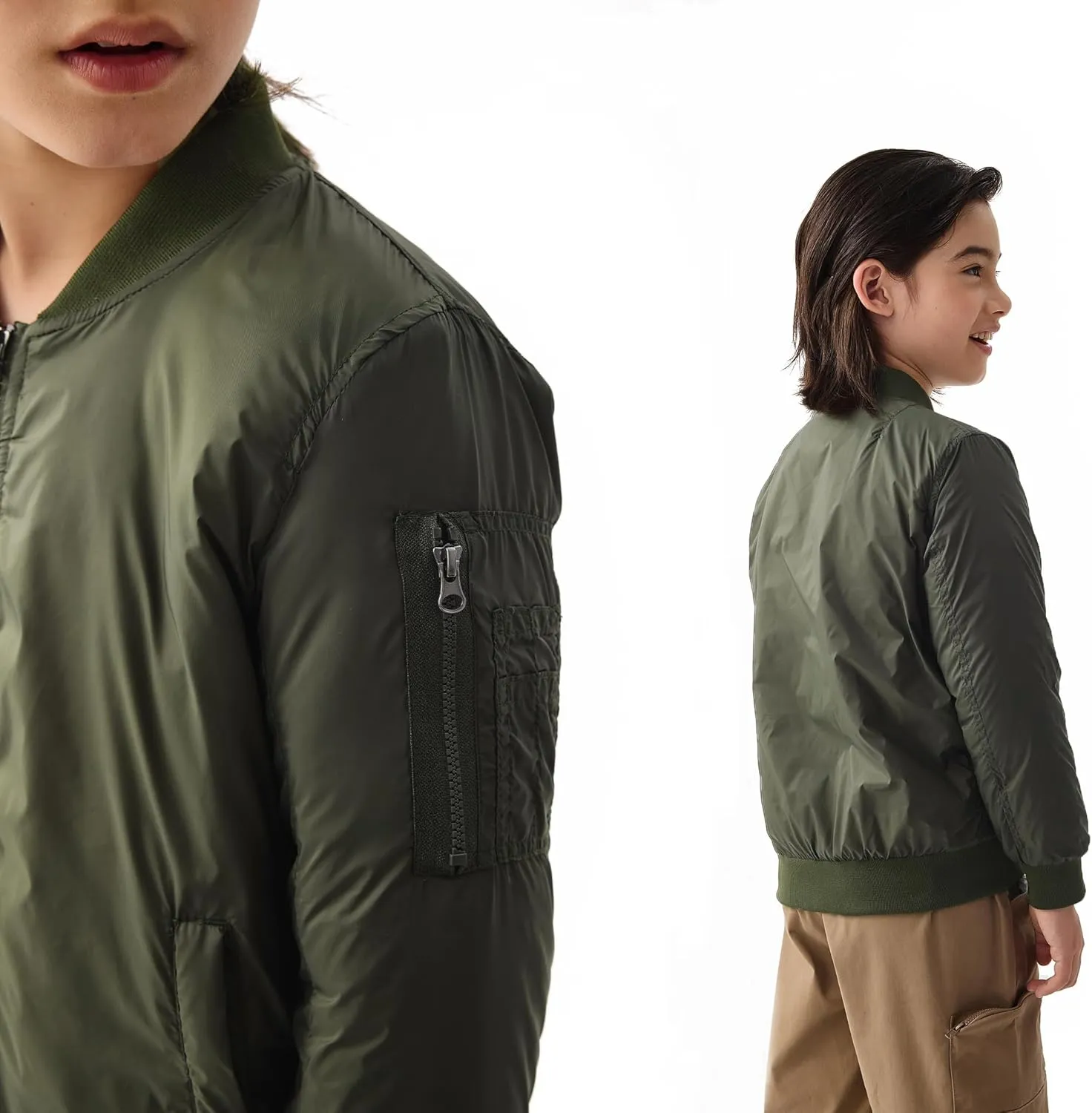 CUNYI Boys' Fashion Zip Up Bomber Jacket Windproof Flight Jacket Lightweight Windbreaker Outdoor