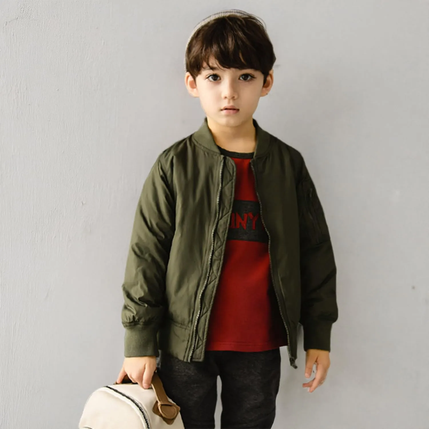 CUNYI Boys' Fashion Zip Up Bomber Jacket Windproof Flight Jacket Lightweight Windbreaker Outdoor