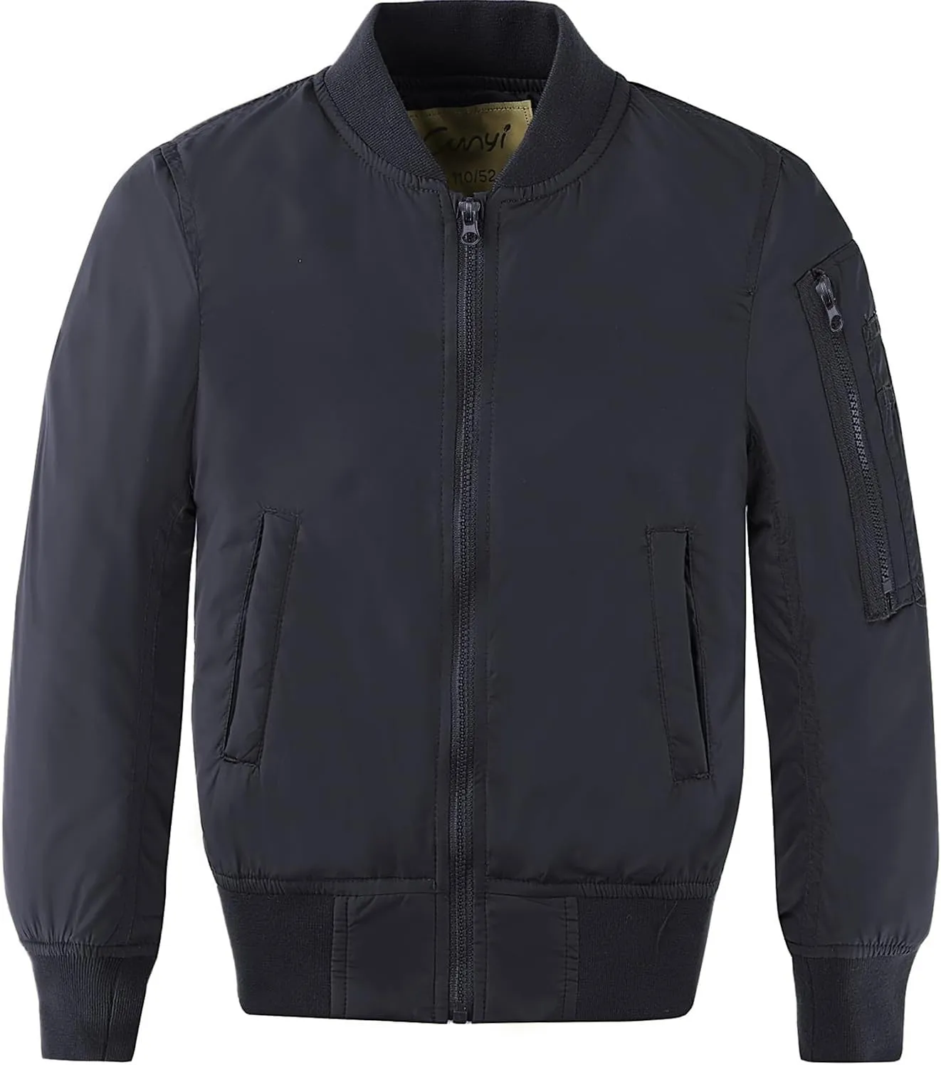CUNYI Boys' Fashion Zip Up Bomber Jacket Windproof Flight Jacket Lightweight Windbreaker Outdoor