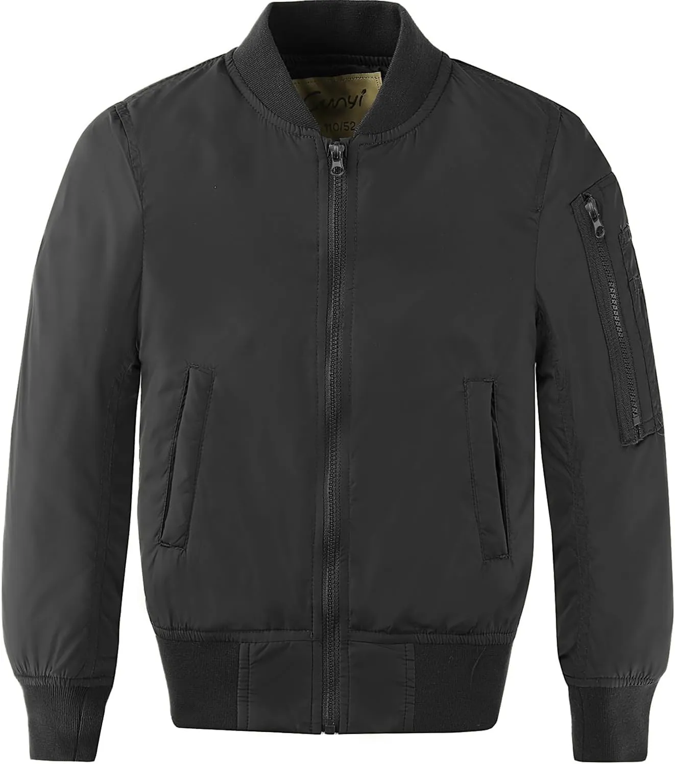 CUNYI Boys' Fashion Zip Up Bomber Jacket Windproof Flight Jacket Lightweight Windbreaker Outdoor