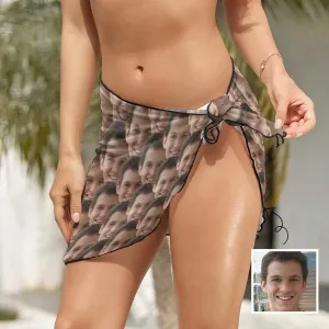 Custom Face Only You Swim Bikini Coverup Personalised Short Sarongs Beach Wrap For Women Girls