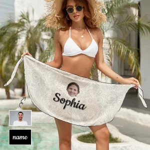 Custom Face&Name Summer Swim Bikini Coverup Personalised Short Sarongs Beach Wrap For Women Girls