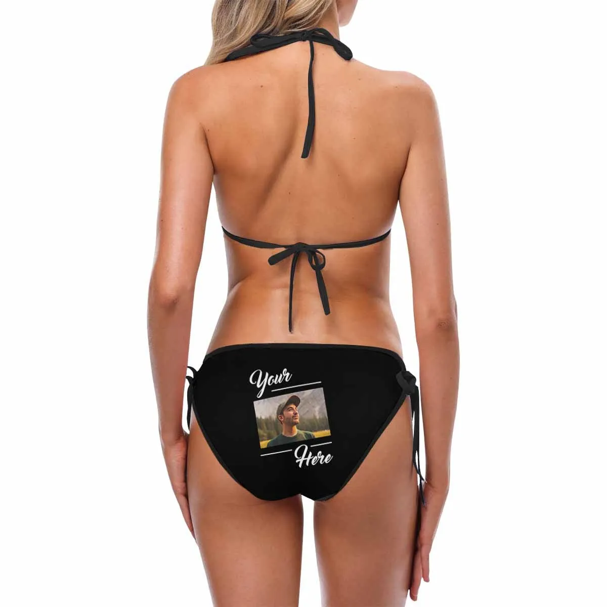 Custom Photo Couple Swim Bikini & Coverup Personalized Bathing Suit And Short Sarongs Beach Wrap For Women