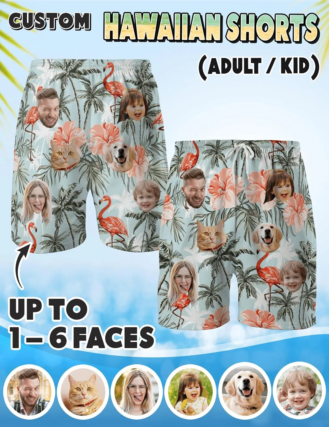 Custom Swim Trunks with Face ?C Funny Swim Trunks for Men, Personalized Board Shorts, Custom Swimwear, Unique Summer Outfit