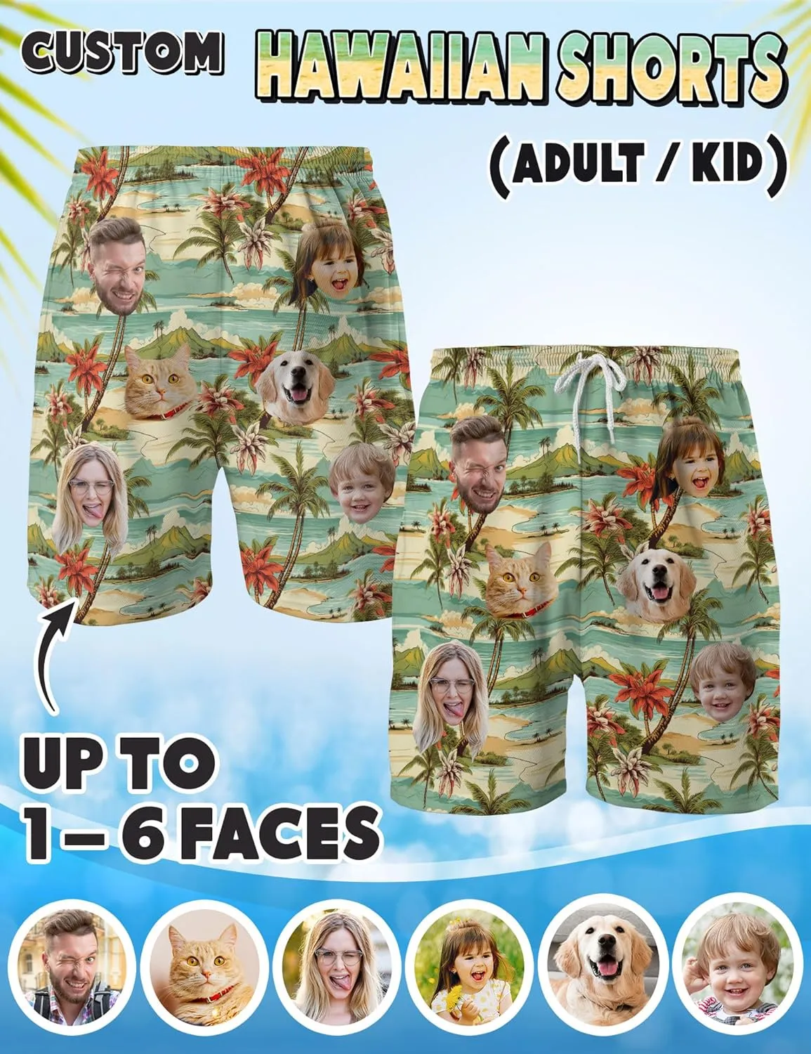 Custom Swim Trunks with Face ?C Funny Swim Trunks for Men, Personalized Board Shorts, Custom Swimwear, Unique Summer Outfit