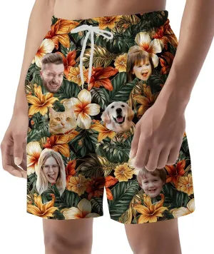 Custom Swim Trunks with Face ?C Funny Swim Trunks for Men, Personalized Board Shorts, Custom Swimwear, Unique Summer Outfit
