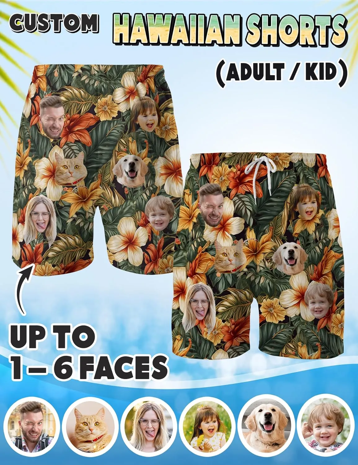 Custom Swim Trunks with Face ?C Funny Swim Trunks for Men, Personalized Board Shorts, Custom Swimwear, Unique Summer Outfit