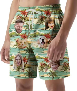Custom Swim Trunks with Face ?C Funny Swim Trunks for Men, Personalized Board Shorts, Custom Swimwear, Unique Summer Outfit